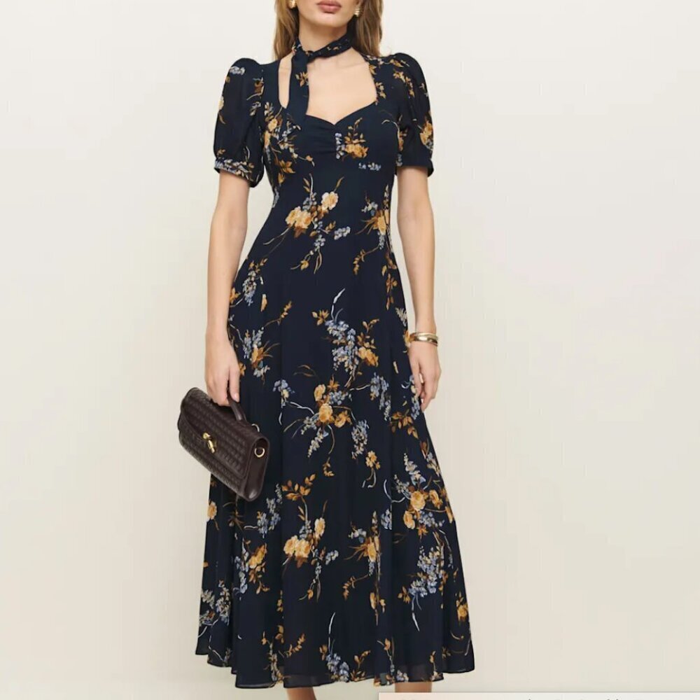 Reformation Chrissie Dress Blue - Size 2
